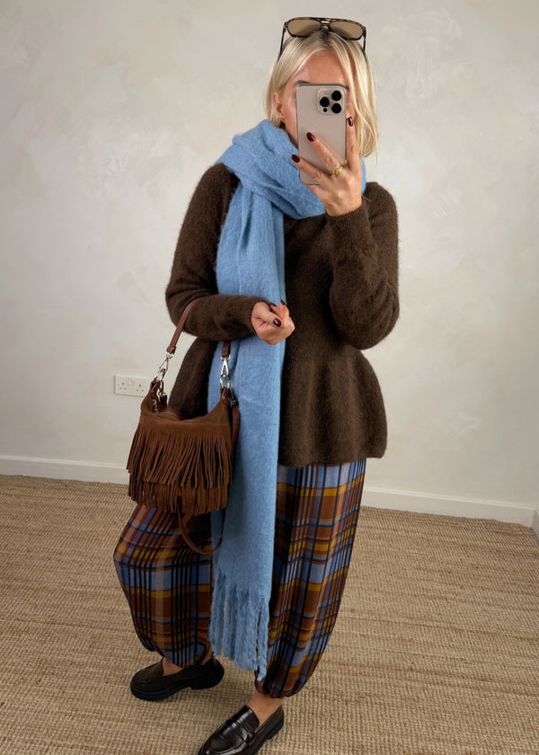 Anna peplum knit - chocolate-The Style Attic