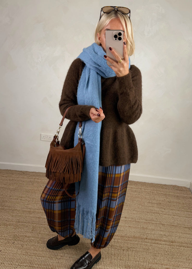 Anna peplum knit - chocolate-The Style Attic