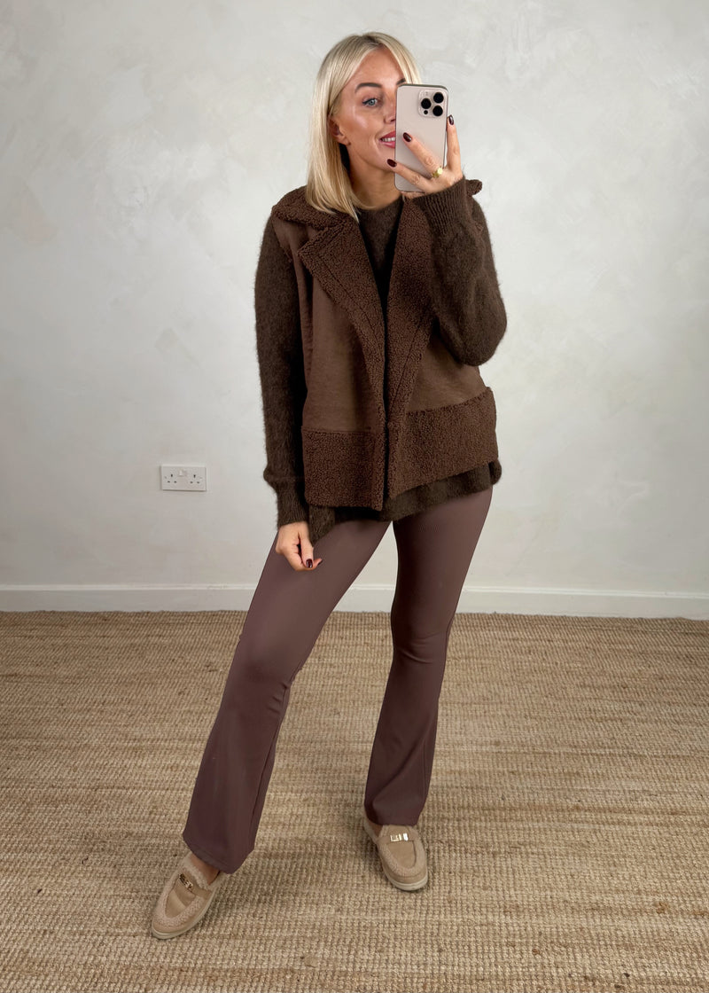 Anna peplum knit - chocolate-The Style Attic