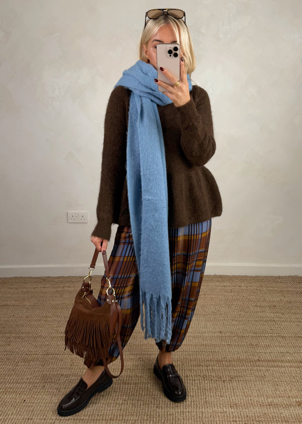 Anna peplum knit - chocolate-The Style Attic