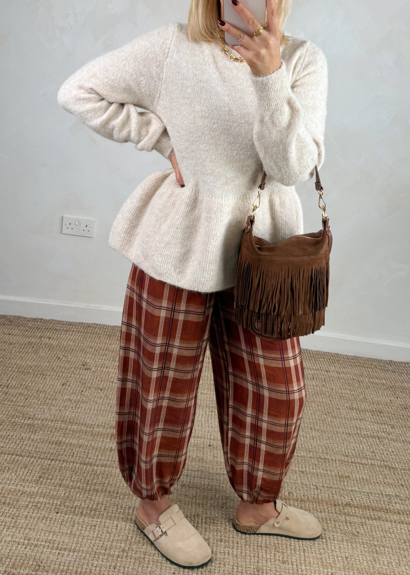 Anna peplum knit - cream-The Style Attic