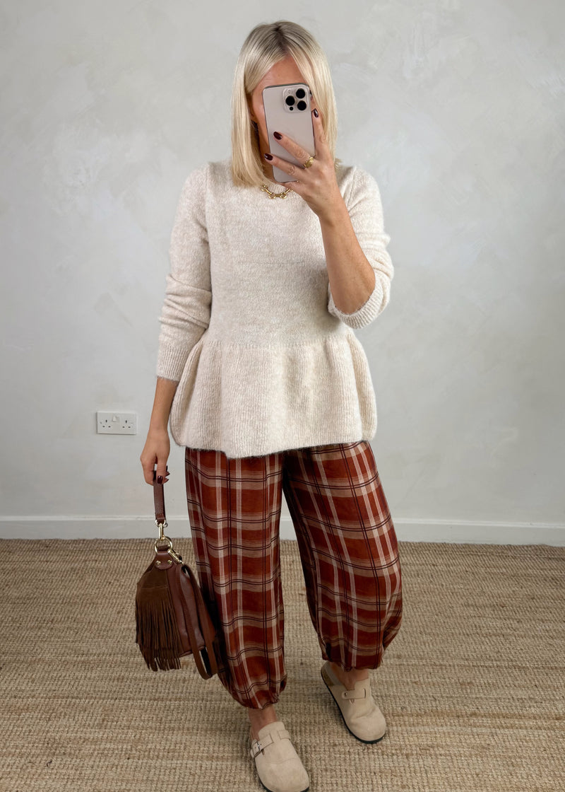 Anna peplum knit - cream-The Style Attic