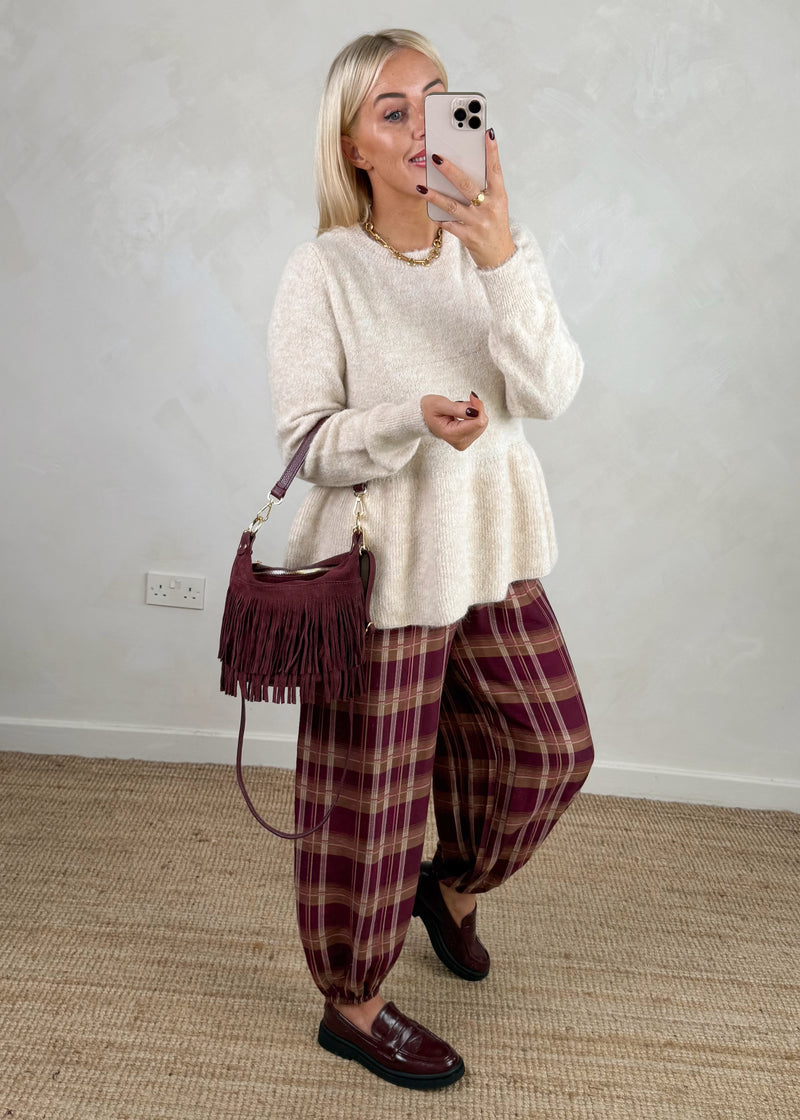Anna peplum knit - cream-The Style Attic