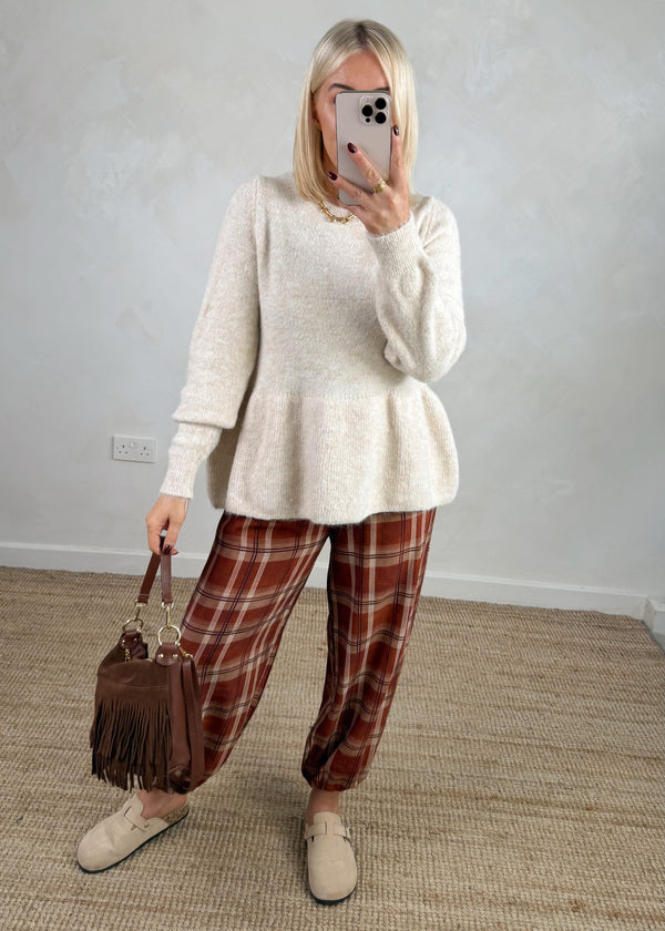 Anna peplum knit - cream-The Style Attic