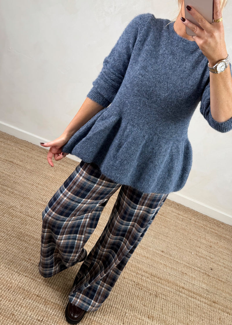 Anna peplum knit - denim-The Style Attic