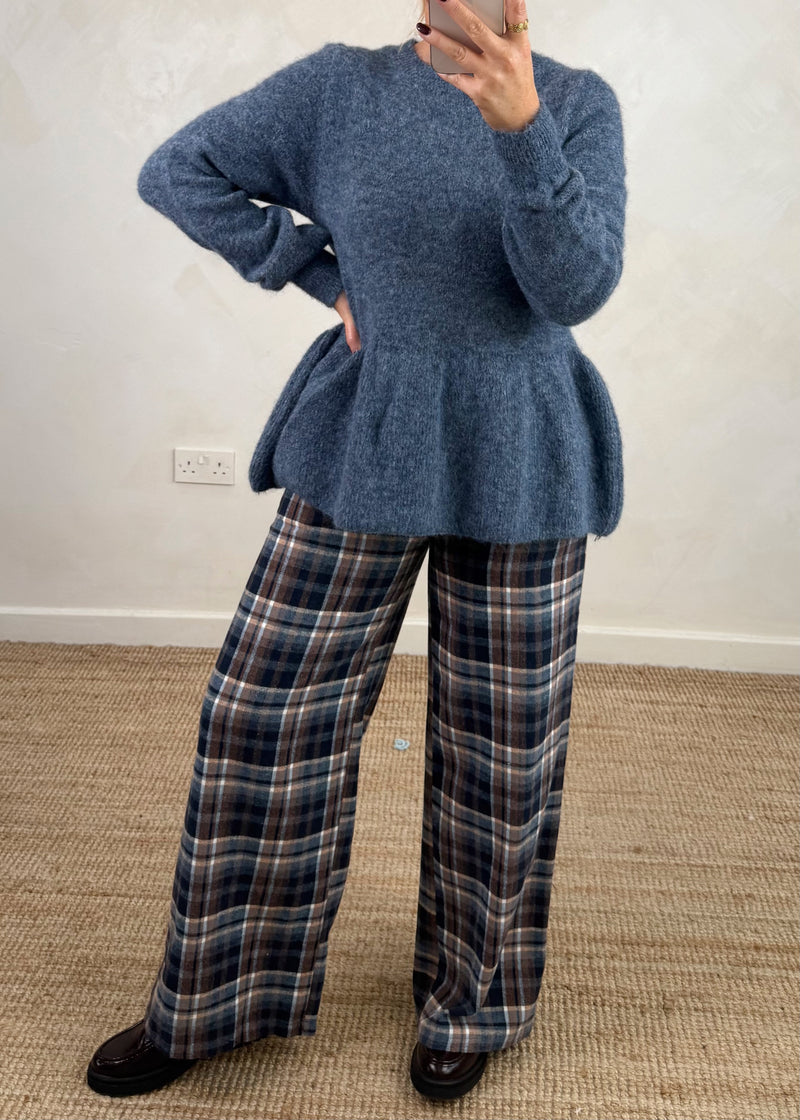 Anna peplum knit - denim-The Style Attic