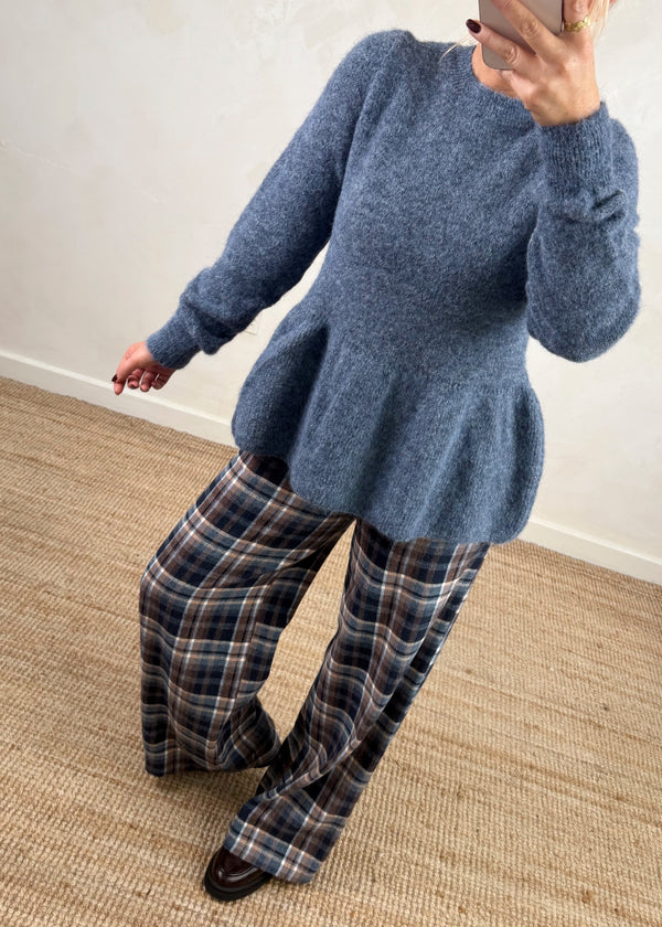 Anna peplum knit - denim-The Style Attic