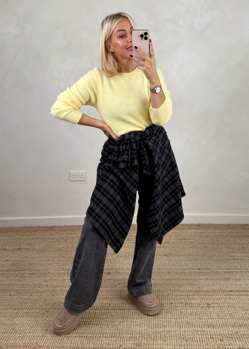 Anna peplum knit - lemon-The Style Attic