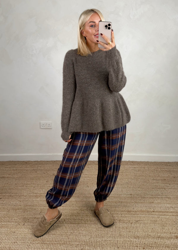 Anna peplum knit - mocha-The Style Attic