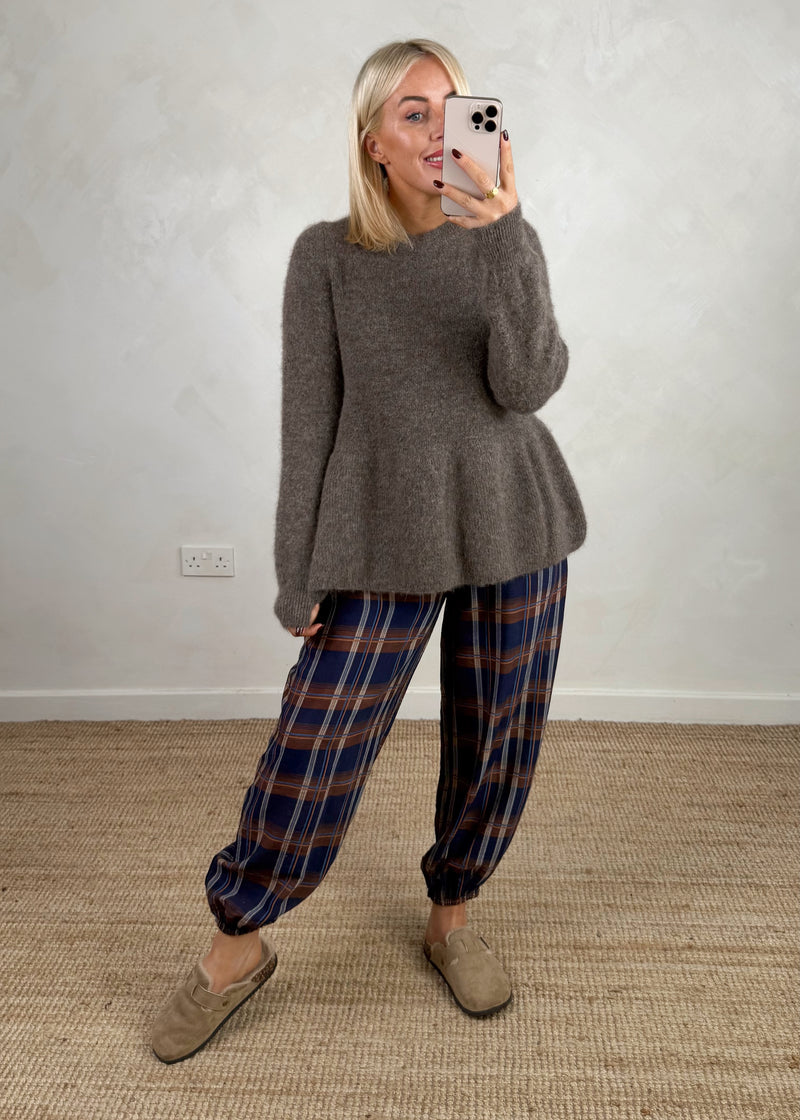 Anna peplum knit - mocha-The Style Attic