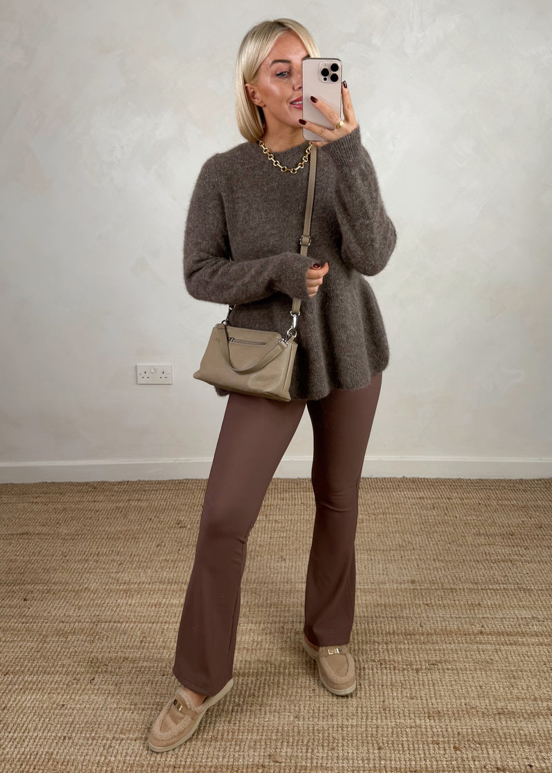 Anna peplum knit - mocha-The Style Attic