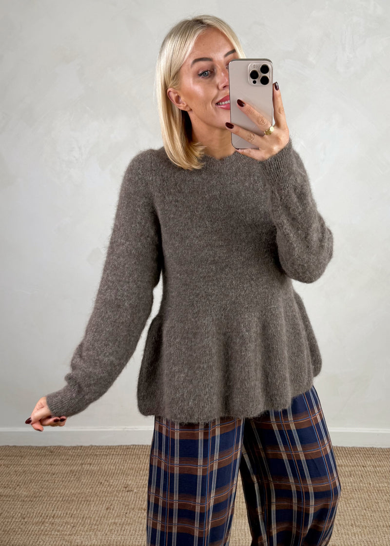 Anna peplum knit - mocha-The Style Attic
