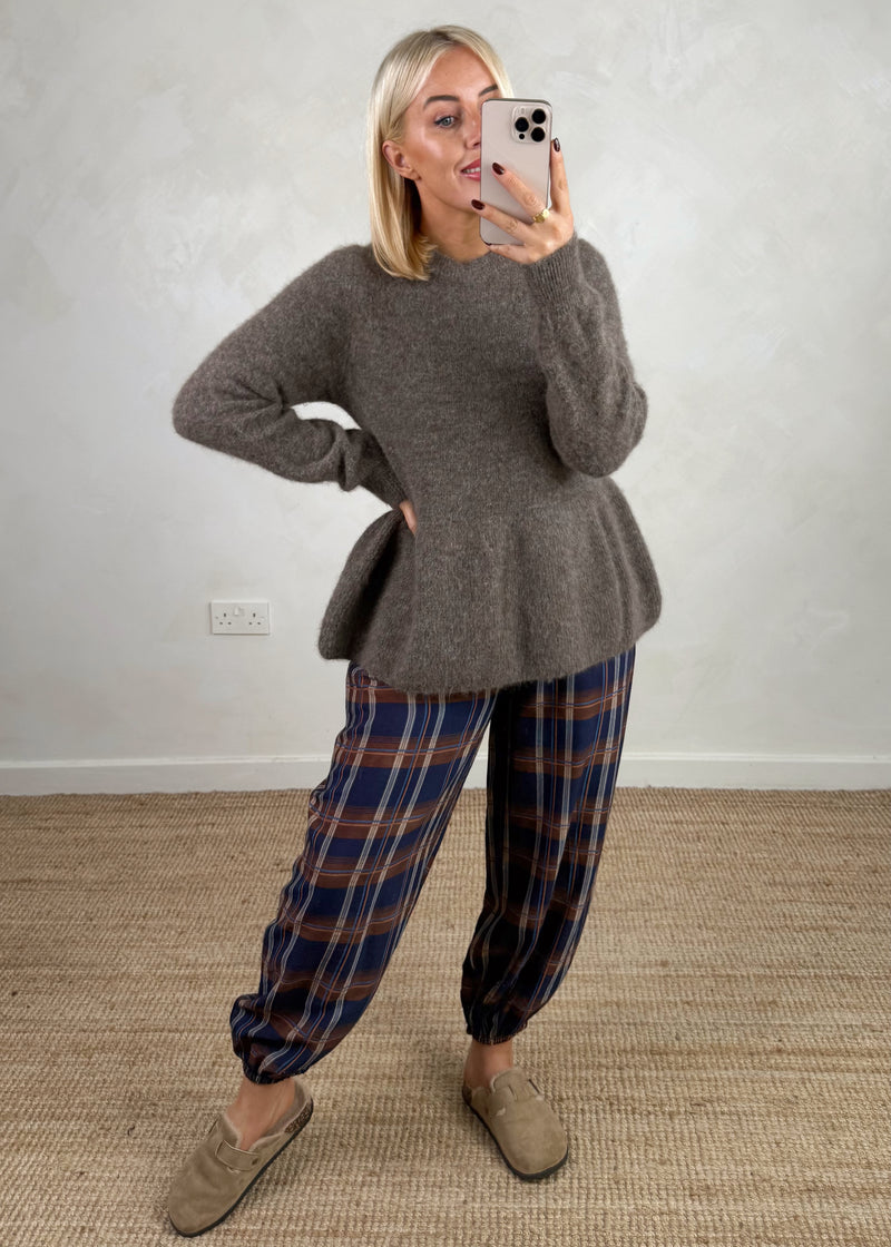Anna peplum knit - mocha-The Style Attic