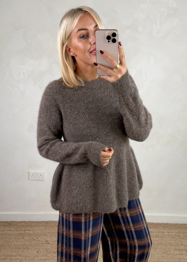 Anna peplum knit - mocha-The Style Attic