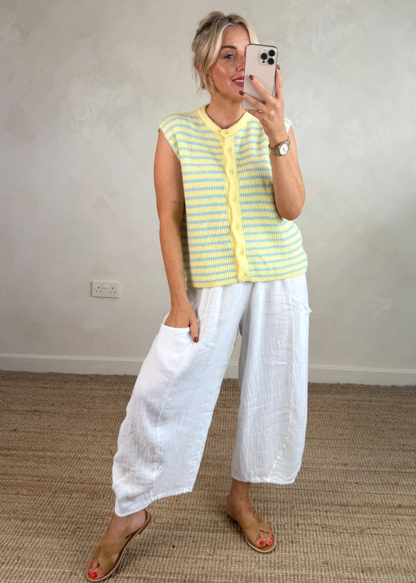 Anna striped knit - lemon-The Style Attic