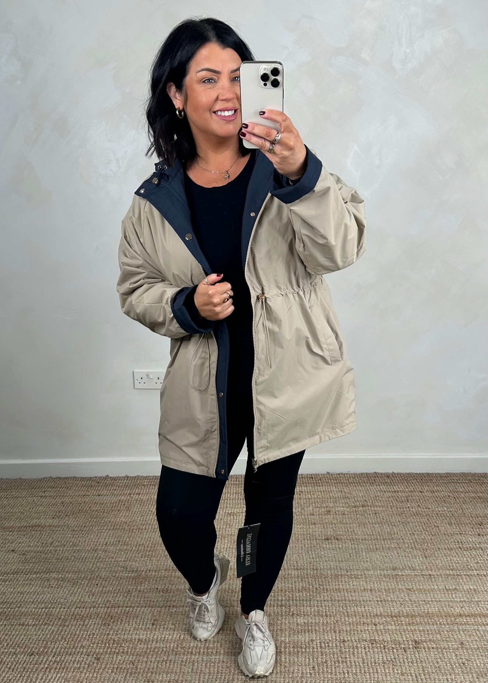 April reversible rain jacket navy/stone – The Style Attic