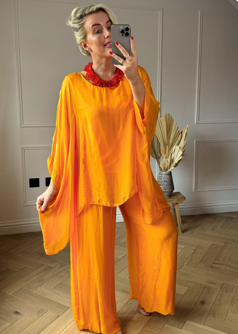 Arabella silk top - tangerine-The Style Attic