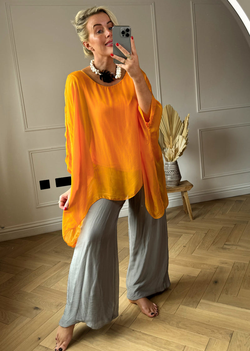 Arabella silk top - tangerine-The Style Attic