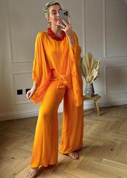 Arabella silk top - tangerine-The Style Attic