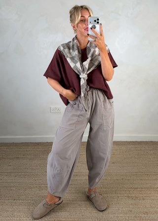 Argyle knitted scarf - Mocha-The Style Attic