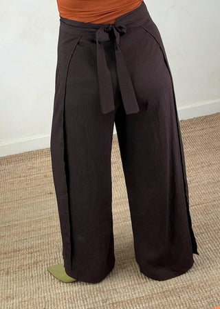Asher multi tie trouser - Chocolate-The Style Attic