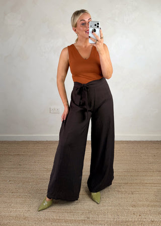 Asher multi tie trouser - Chocolate-The Style Attic