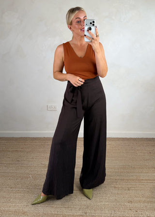 Asher multi tie trouser - Chocolate-The Style Attic