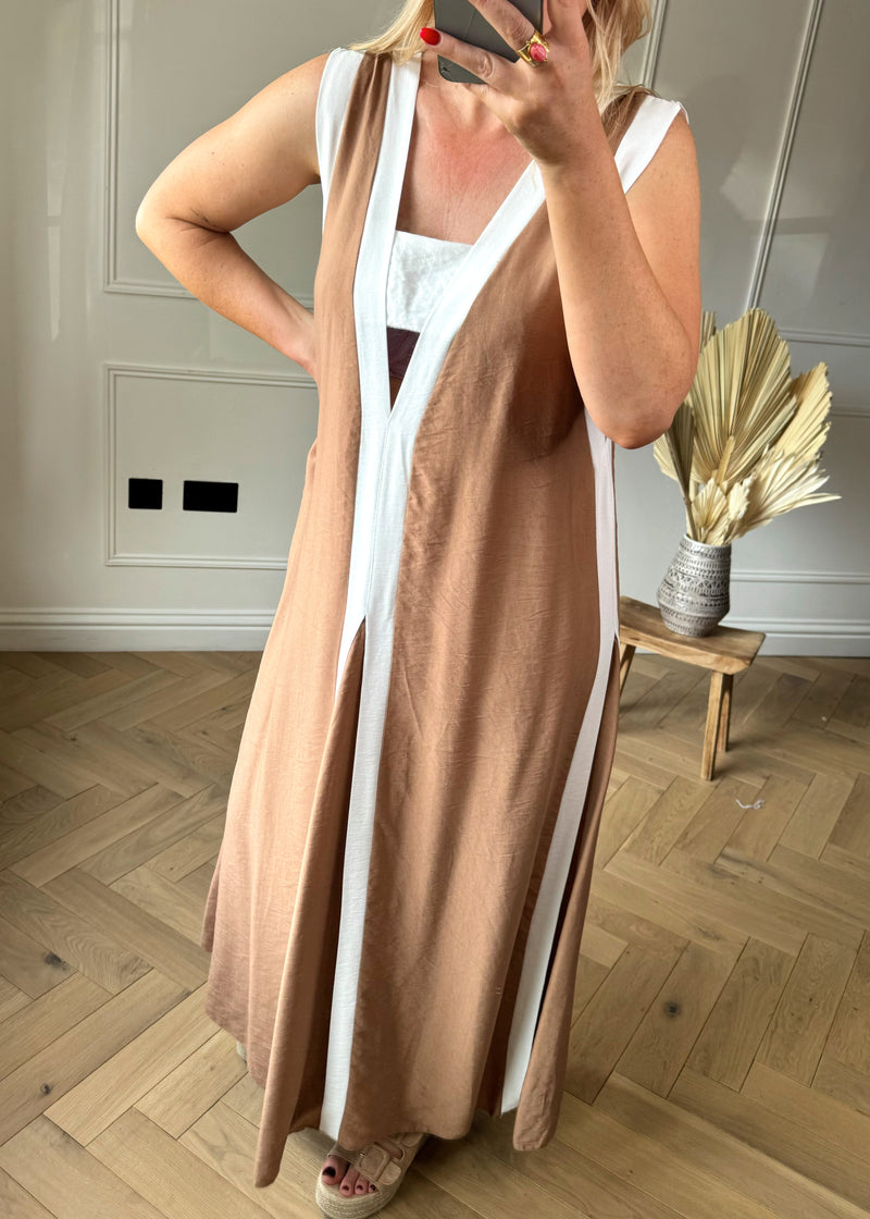 Athena cut out maxi dress - Camel-The Style Attic