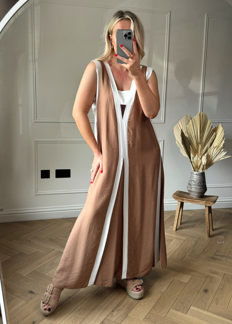 Athena cut out maxi dress - Camel-The Style Attic