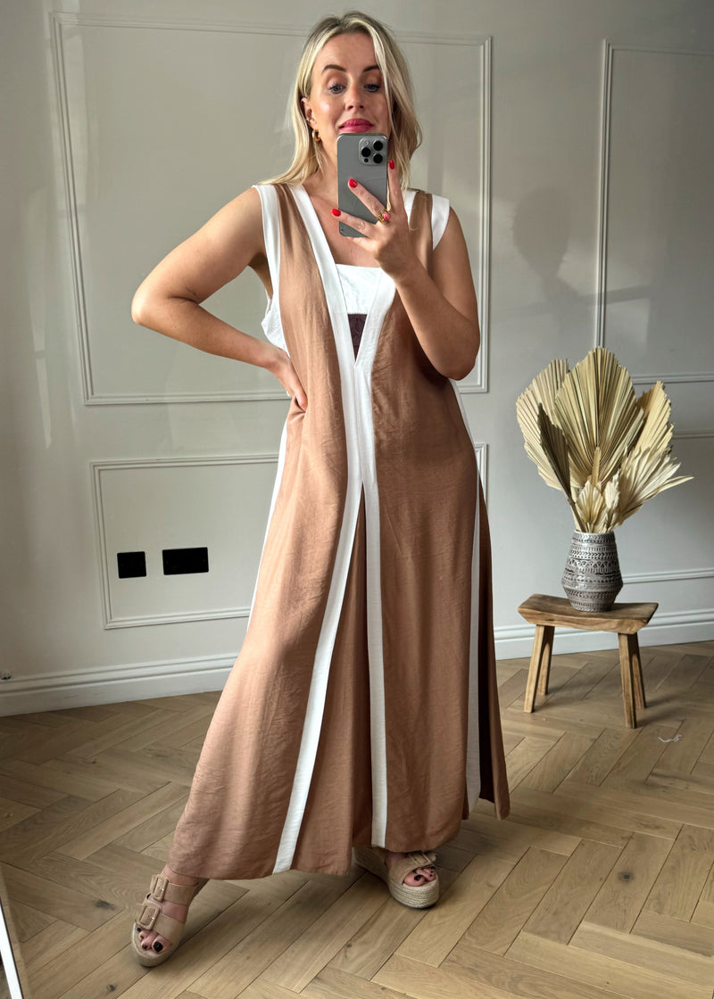 Athena cut out maxi dress - Camel-The Style Attic