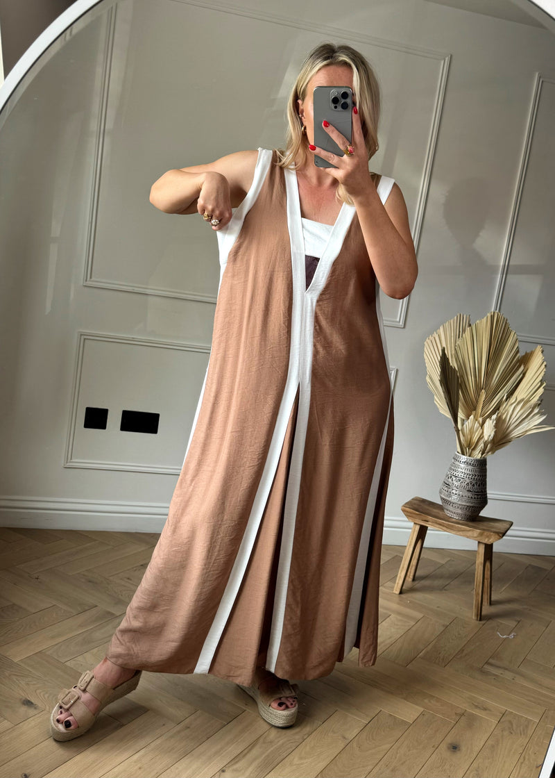 Athena cut out maxi dress - Camel-The Style Attic