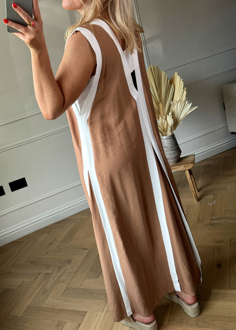 Athena cut out maxi dress - Camel-The Style Attic