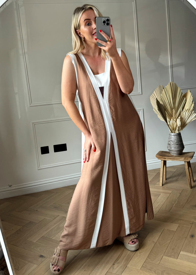 Athena cut out maxi dress - Camel-The Style Attic