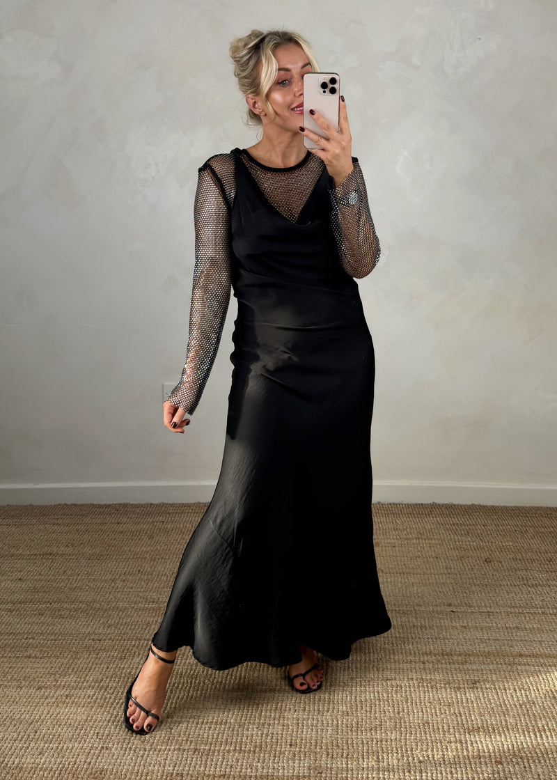 Ava cowl maxi - black-The Style Attic