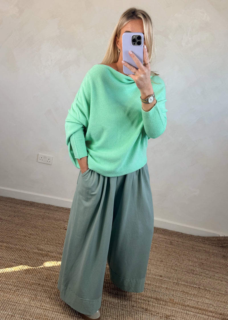 Avery slouch knit - spearmint-The Style Attic