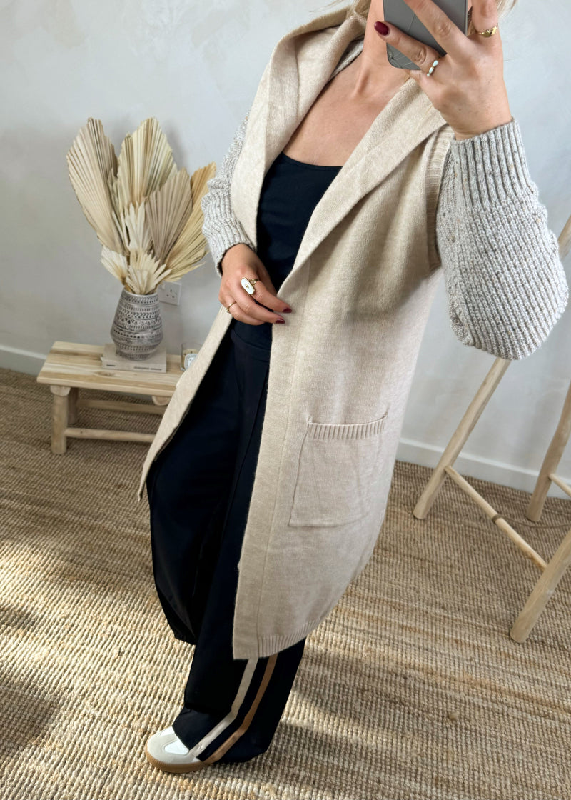 Avie hooded gilet knit - beige-The Style Attic