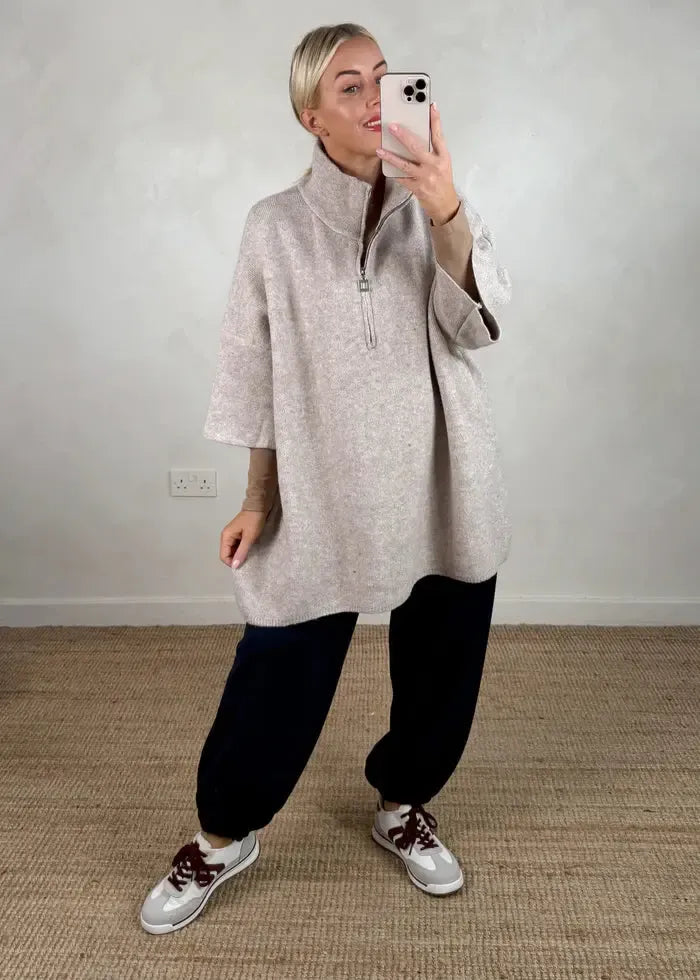 Axel longline knit - light grey-The Style Attic