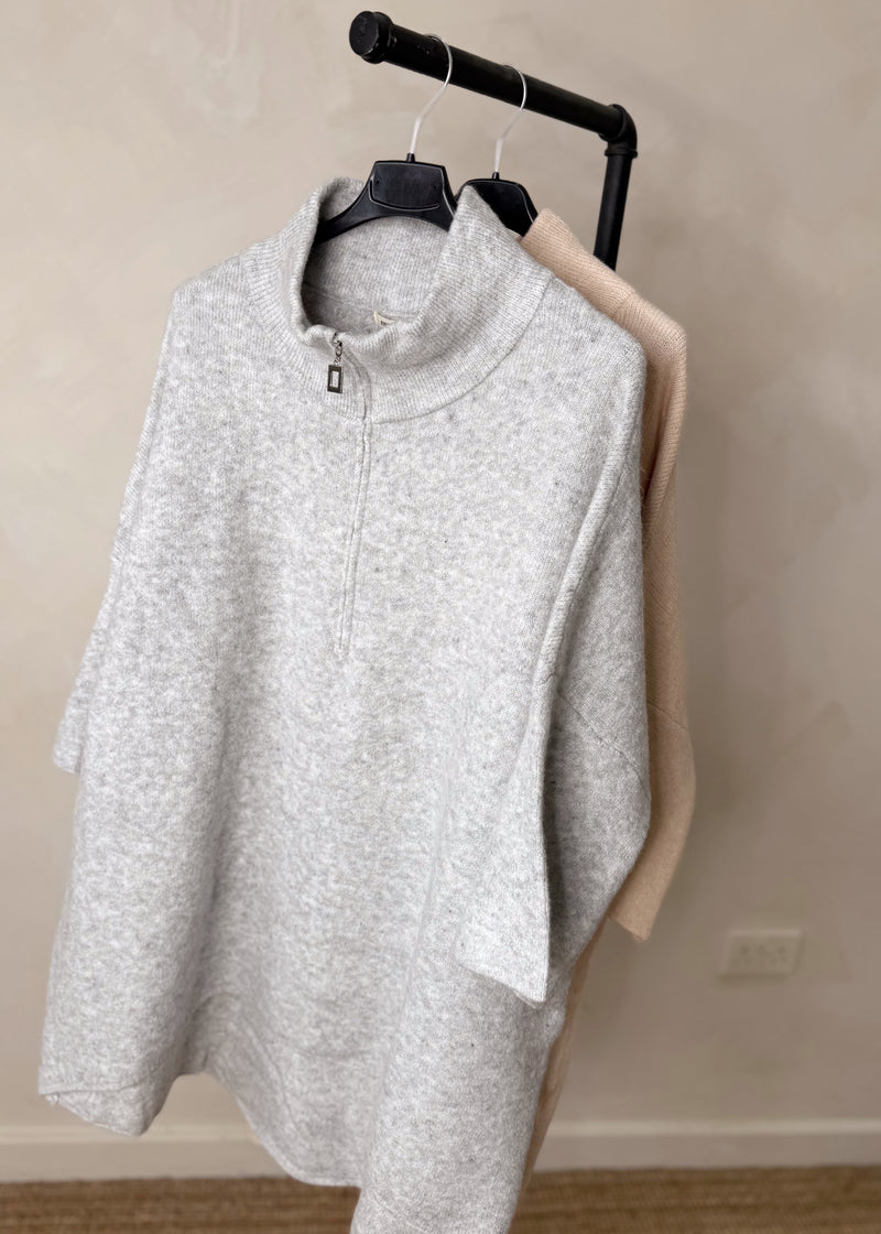 Axel longline knit - light grey-The Style Attic