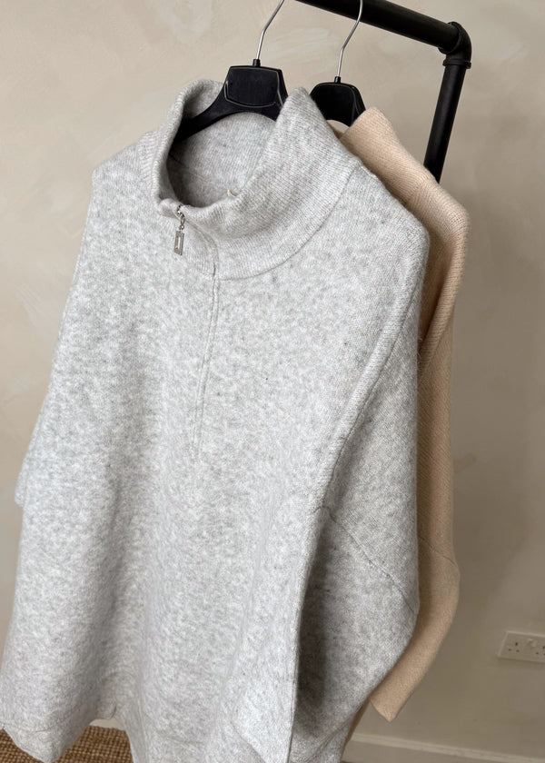 Axel longline knit - light grey-The Style Attic