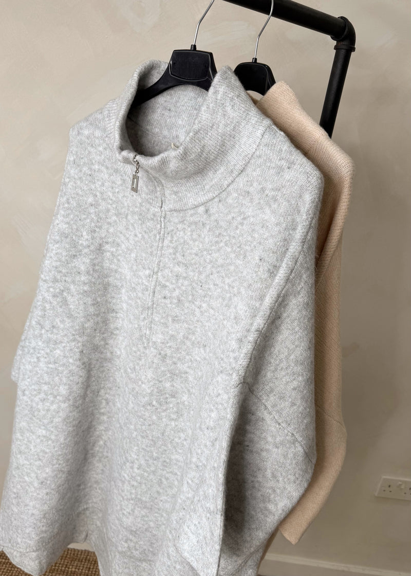 Axel longline knit - light grey-The Style Attic