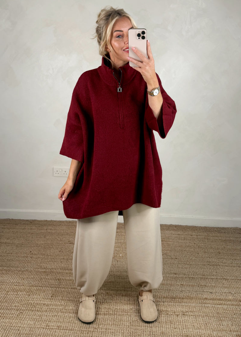 Axel longline knit - merlot-The Style Attic