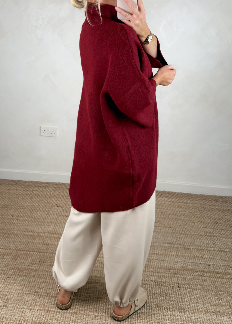 Axel longline knit - merlot-The Style Attic