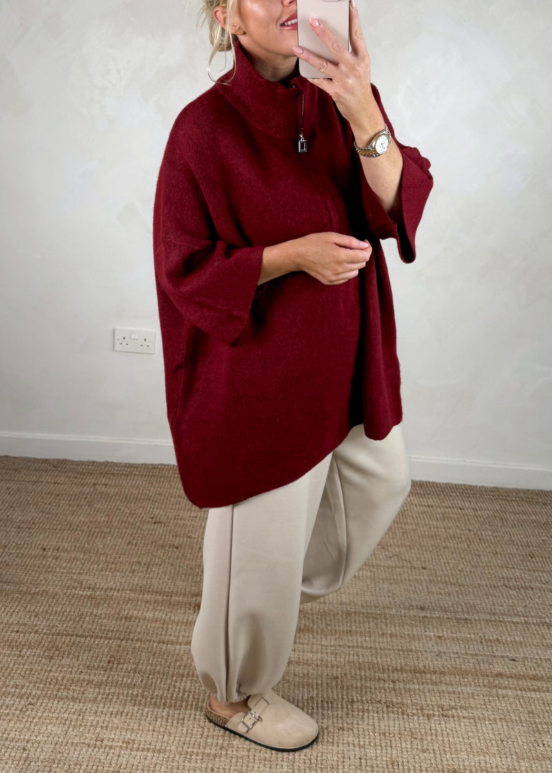 Axel longline knit - merlot-The Style Attic