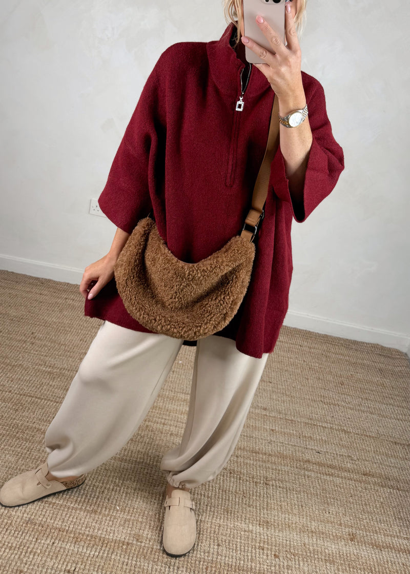 Axel longline knit - merlot-The Style Attic