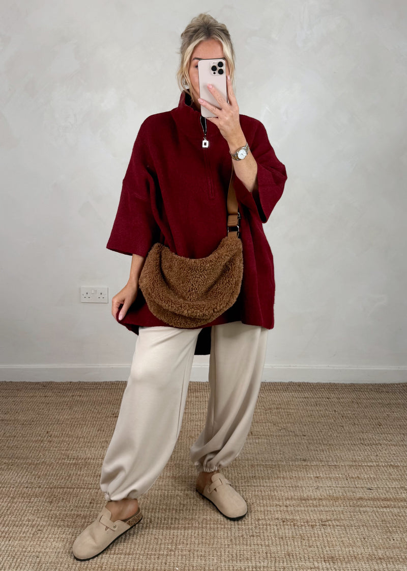 Axel longline knit - merlot-The Style Attic
