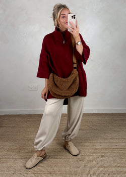 Axel longline knit - merlot-The Style Attic