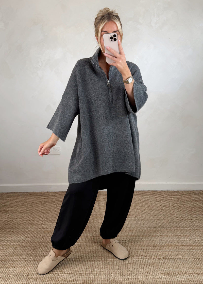 Axel longline knit - slate-The Style Attic