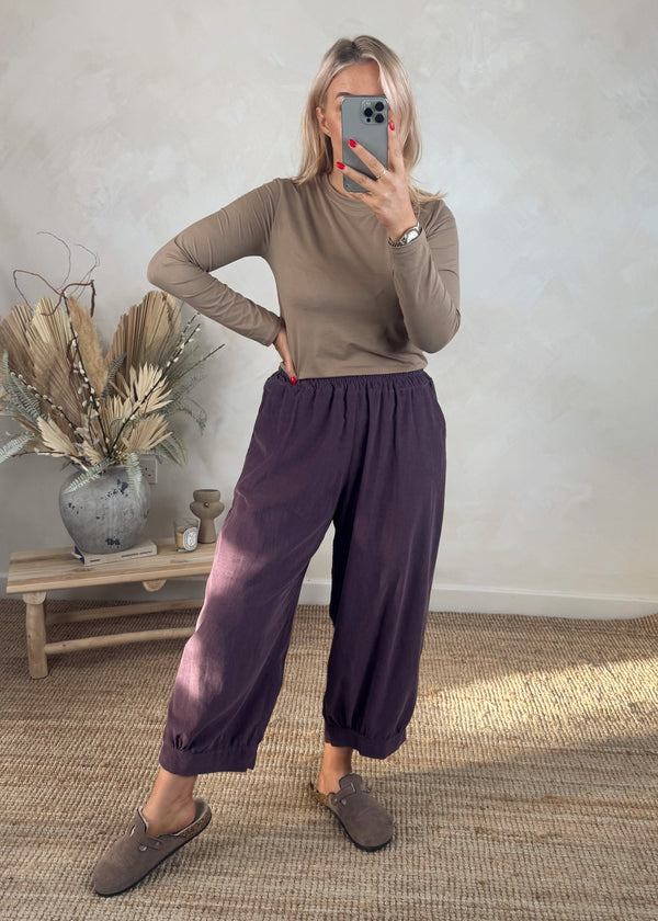 Baby cord Eva pants - aubergine-The Style Attic