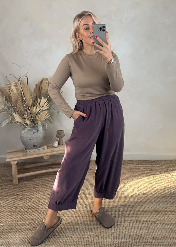 Baby cord Eva pants - aubergine-The Style Attic