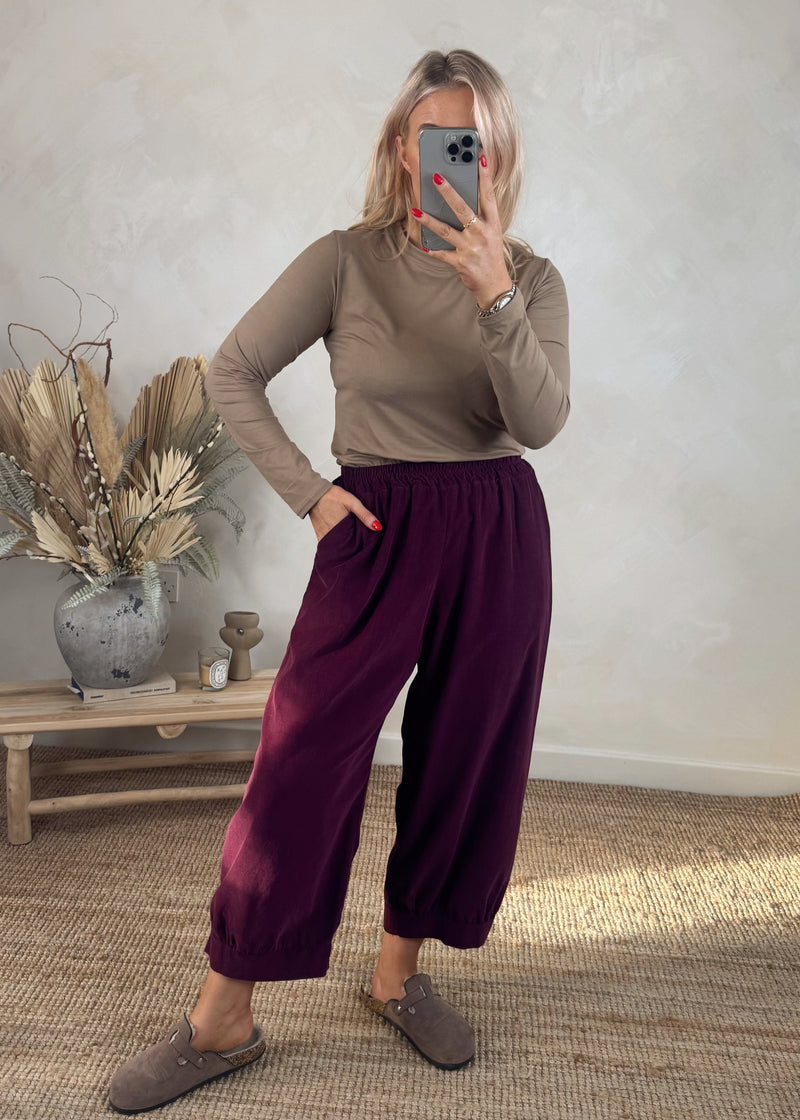 Baby cord Eva pants - damson-The Style Attic